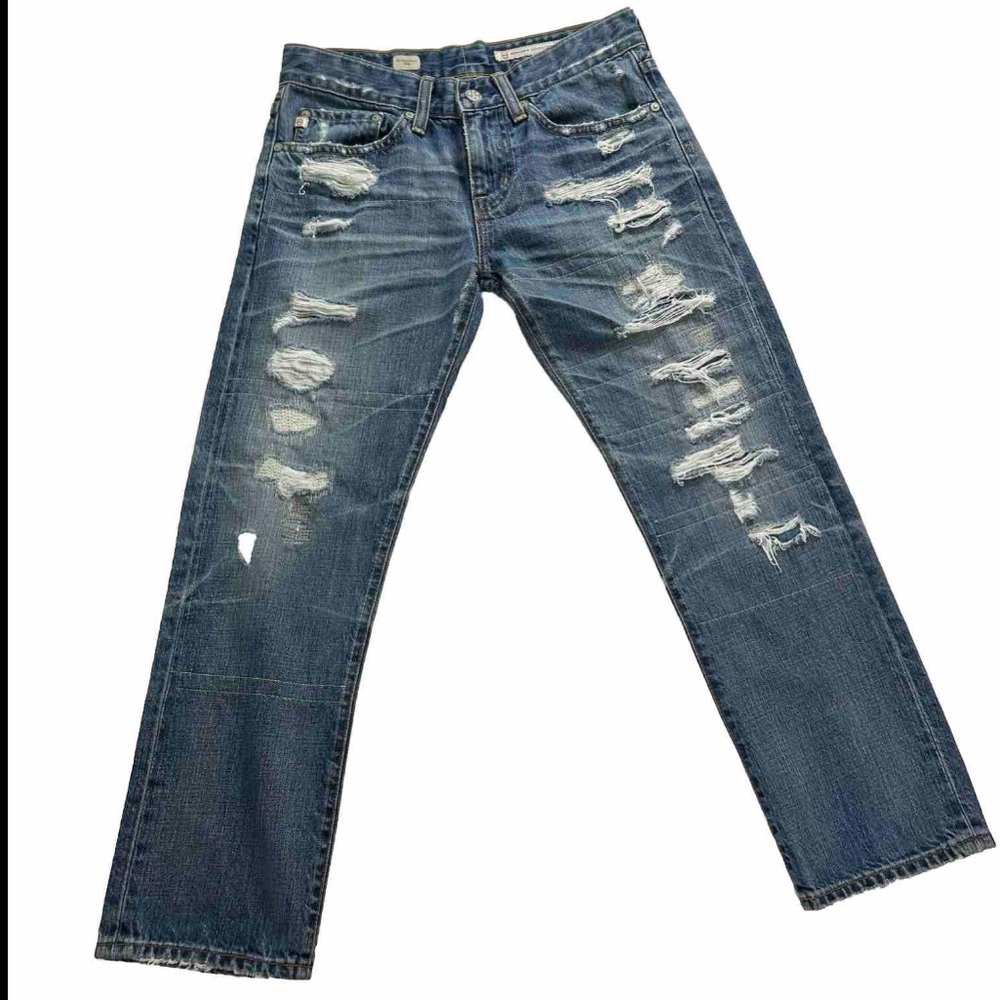 AG Adriano Goldschmied Ex Boyfriend Crop Distressed Jeans Women’s 24 R Mid Rise - Picture 1 of 12